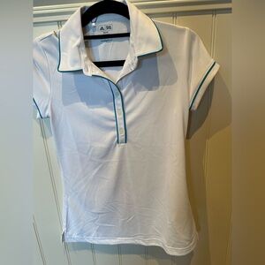 ADIDAS Ladies Woman’s Size Extra Small Blue & White Golf Collared Tee Sh…